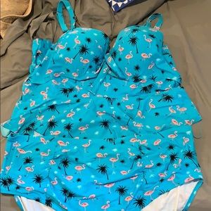 Flamingo 2 piece bathing suit plus size